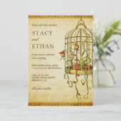 ヴィンテージ素朴フローラバーケージ結婚式招待状 招待状 (スタンド正面)