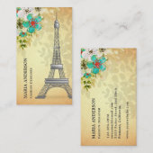 ヴィンテージ素朴フローラパリエッフェルタワー 名刺 (正面/裏面)