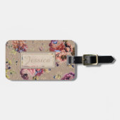 ヴィンテージ素朴フローラパーソナライズされた ラゲッジタグ (正面横)