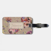 ヴィンテージ素朴フローラパーソナライズされた ラゲッジタグ (裏面横)