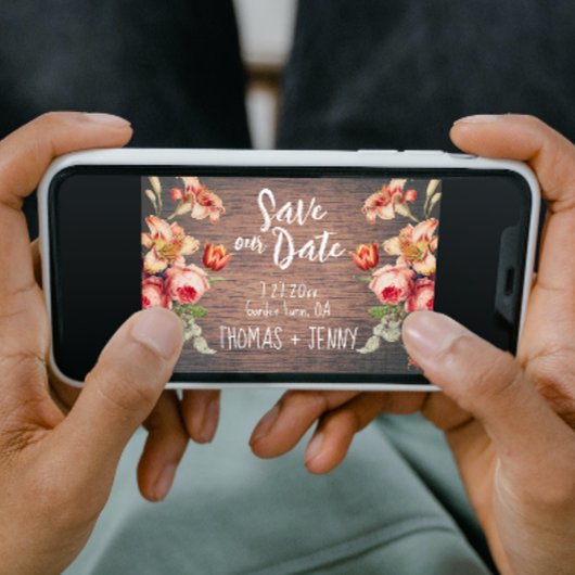 ヴィンテージ素朴フローラファームバ救ンOur Date 招待状