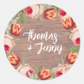 ヴィンテージ素朴フローラファームバ結婚ンズ ラウンドシール (正面)