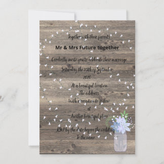 ヴィンテージ素朴フローラブルーメイソン 招待状