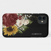 ヴィンテージ素朴フローラブーケブラック名前をカスタムする Case-Mate iPhoneケース (裏面(横))