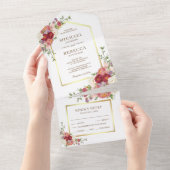 ヴィンテージ素朴フローラブーケ結婚ス オールインワン招待状 (貼ってはがせる)