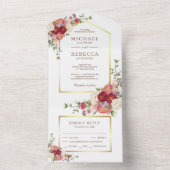 ヴィンテージ素朴フローラブーケ結婚ス オールインワン招待状 (内側)