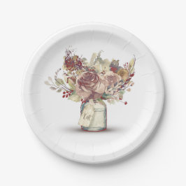 ヴィンテージ素朴フローラメイスン結婚ジャー ペーパープレート