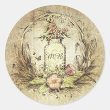 ヴィンテージ素朴フローラメイスン結婚ジャー