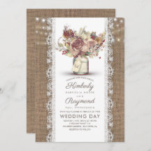 ヴィンテージ素朴フローラメイスンJAR | Burlap結婚の