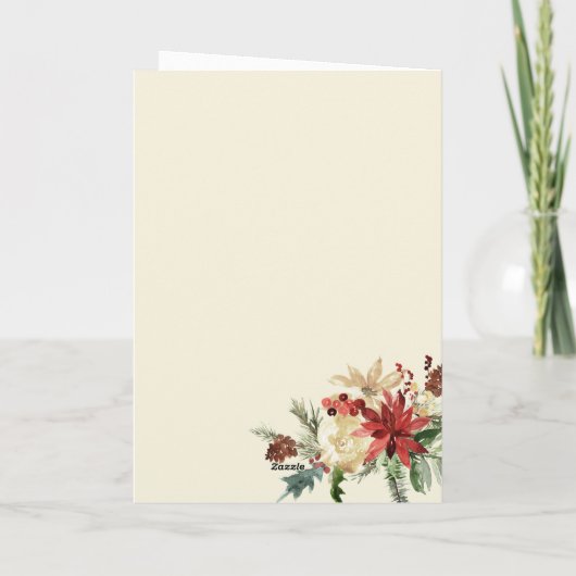 ヴィンテージ素朴フローラメリークリスマスホリデーカード カード (裏面)