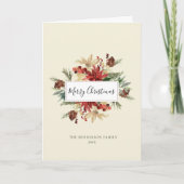 ヴィンテージ素朴フローラメリークリスマスホリデーカード カード (正面)