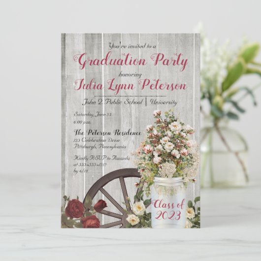 ヴィンテージ素朴フローラメーソンジャール卒業党 招待状 (スタンド正面)