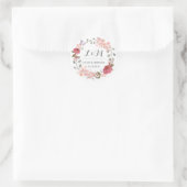 ヴィンテージ素朴フローラリース結婚式の引き出物シール ラウンドシール (バッグ)