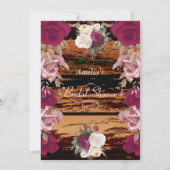 ヴィンテージ素朴フローラレッドピンクブライダルシャワー2 招待状 (裏面)