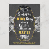 ヴィンテージ素朴フローラレース写真卒業BBQ インビテーションポストカード (正面)