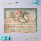 ヴィンテージ素朴フローラ切り離しティッシュペーパー 薄葉紙 (クラフト)