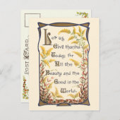 ヴィンテージ素朴フローラ感謝詩 シーズンポストカード (正面/裏面)