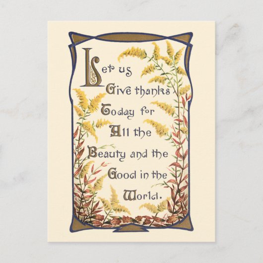 ヴィンテージ素朴フローラ感謝詩 シーズンポストカード (正面)