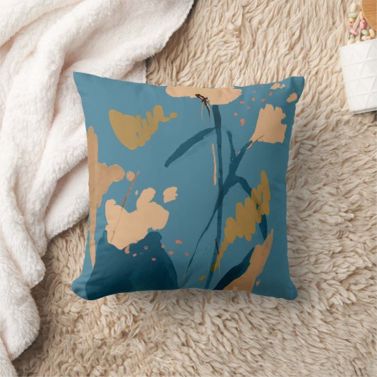 ヴィンテージ素朴フローラ抽象芸術アートブルータン クッション (ブランケット)