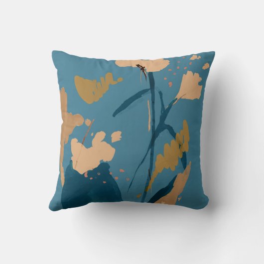 ヴィンテージ素朴フローラ抽象芸術アートブルータン クッション (裏面)