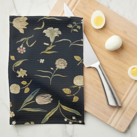 ヴィンテージ素朴フローラ敷物パターン キッチンタオル (四つ折り)