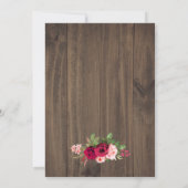 ヴィンテージ素朴フローラ灯を備えた木材ブルゴーニュ 招待状 (裏面)