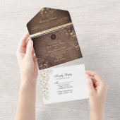 ヴィンテージ素朴フローラ結婚が一斉に オールインワン招待状 (貼ってはがせる)