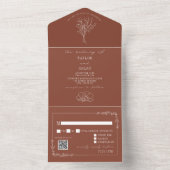 ヴィンテージ素朴フローラ結婚テラコッタのQRコード オールインワン招待状 (内側)