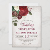 ヴィンテージ素朴フローラ結婚式招待状 招待状 (正面)