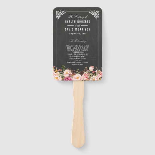 ヴィンテージ素朴フローラ結婚式 プログラム ハンドファン (正面)