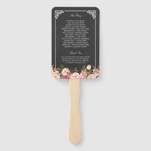 ヴィンテージ素朴フローラ結婚式 プログラム ハンドファン (裏面)