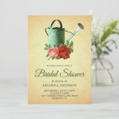 ヴィンテージ素朴フローラ給水缶ブライダルシャワー 招待状 (スタンド正面)