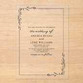 ヴィンテージ素朴フローラ縁どボ結婚タン アクリル招待状 (正面)