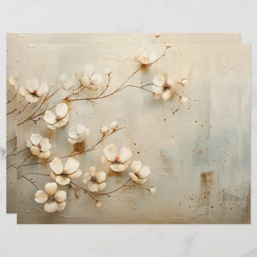 ヴィンテージ素朴フローラ迷惑ジャーナル紙シート (正面/裏面)