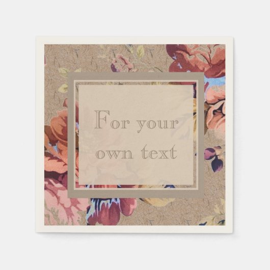 ヴィンテージ素朴フローラ スタンダードカクテルナプキン (正面)