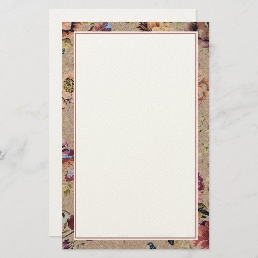 ヴィンテージ素朴フローラ 便箋 (正面/裏面)