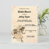ヴィンテージ素朴ブスタイリッシュライドレトロブライダルシャワー 招待状 (スタンド正面)