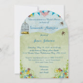 ヴィンテージ素朴ブライダルシャワーバードケージバンティング 招待状 (正面)