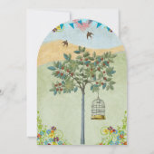 ヴィンテージ素朴ブライダルシャワーバードケージバンティング 招待状 (裏面)