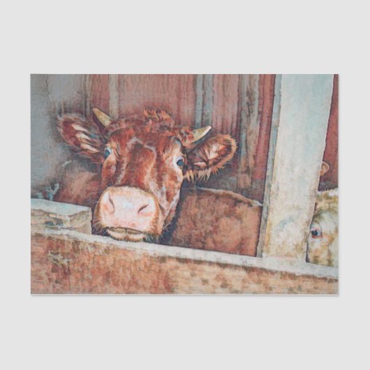 ヴィンテージ素朴ブラウンカウオールドカントリーバーン 薄葉紙 (正面)