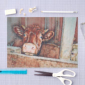 ヴィンテージ素朴ブラウンカウオールドカントリーバーン 薄葉紙 (クラフト)