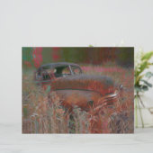 ヴィンテージ素朴ブラウンピンクカーオールドアンティークアート (スタンド正面)