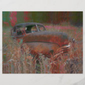 ヴィンテージ素朴ブラウンピンクカーオールドアンティークアート (正面)