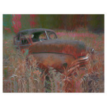 ヴィンテージ素朴ブラウンピンクカーオールドアンティークアート