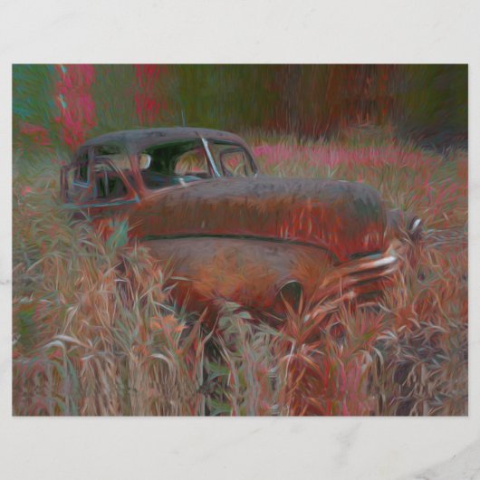 ヴィンテージ素朴ブラウンピンクカーオールドアンティークアート (正面)