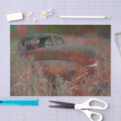 ヴィンテージ素朴ブラウンピンクカーオールドアンティークアート 薄葉紙 (クラフト)