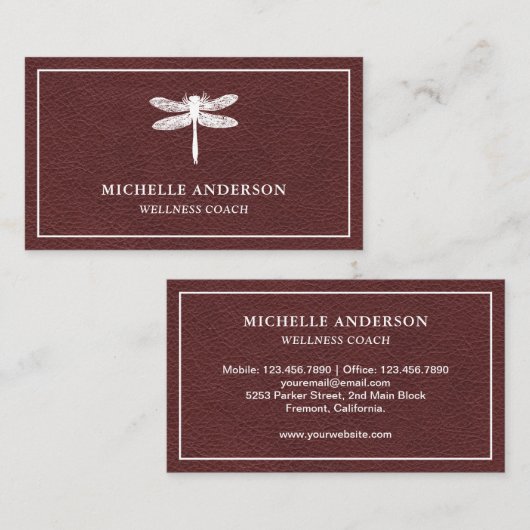 ヴィンテージ素朴ブラウンレザートンボ 名刺 (正面/裏面)