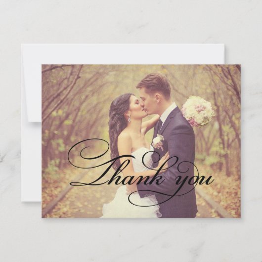 ヴィンテージ素朴ブラックスクリプ結婚トの写真 サンキューカード (正面)