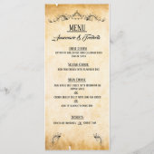 ヴィンテージ素朴ブラックフローリッシュパーチメントフラットメニュー メニュー (正面)