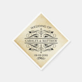 ヴィンテージ素朴ブラックフローリッシュ結婚パーチメント スタンダードカクテルナプキン (角)